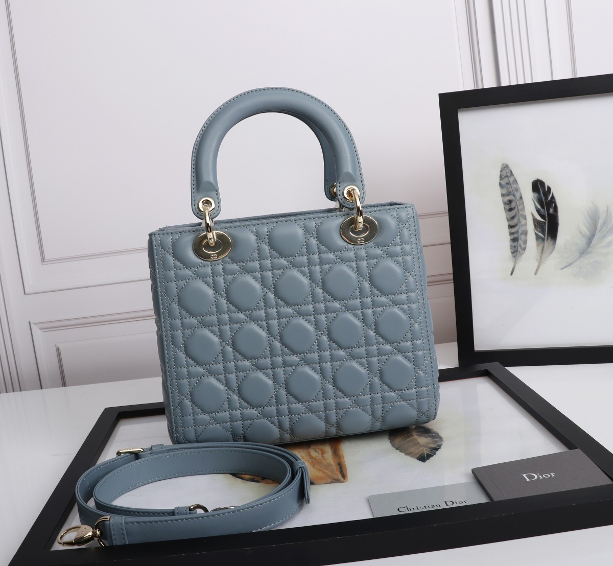 Medium Lady Dior Bag Sky Blue Cannage Lambskin